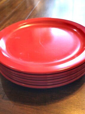 Vintage Texas Ware Red Melamine Plates - Set of 6 - Mid-Century Retro